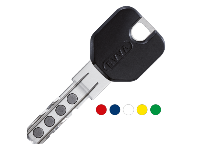 Designschlüssel schwarz MCS mit Grafik von Farbpunkten