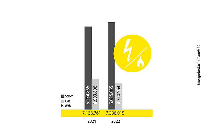 Grafik Verbrauch von Strom und Gas im EVVA Headquarter