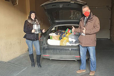 Photo of employees collecting donations